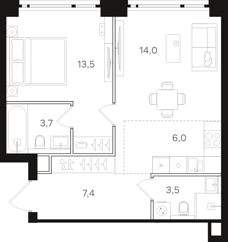 2 ккв (Евро) 48,1 м²