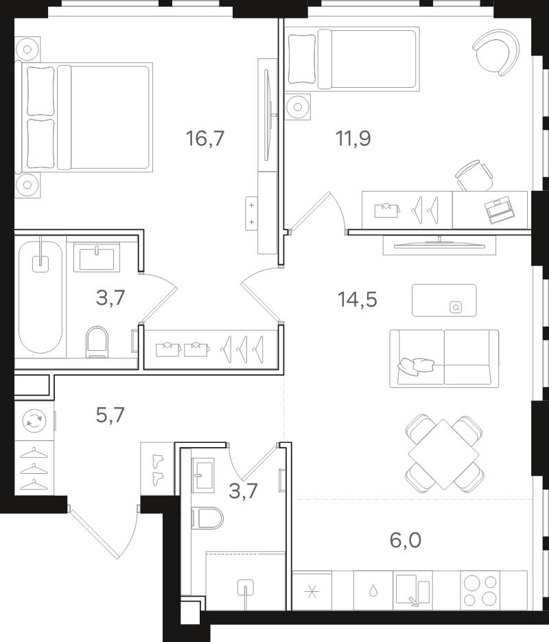 3 ккв (Евро) 62,2 м²