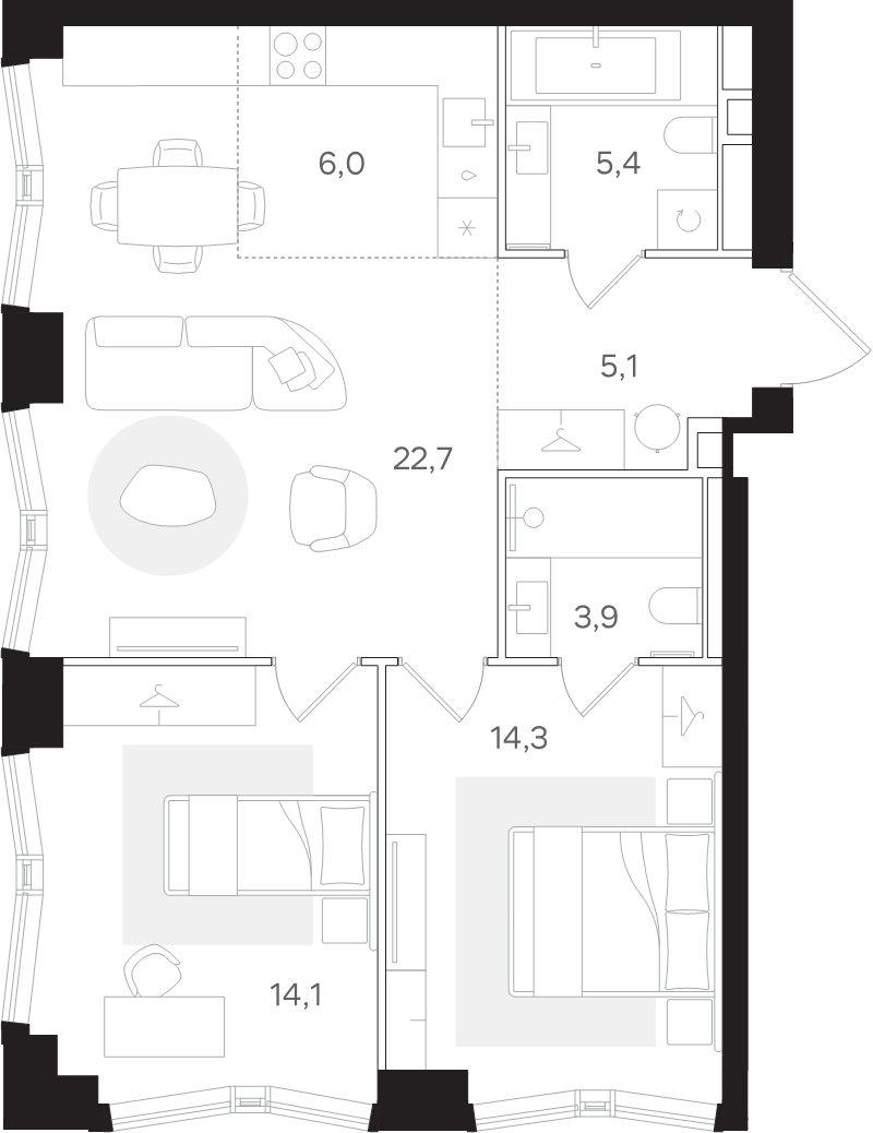 3 ккв (Евро) 71,5 м²