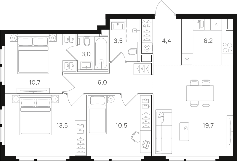 4 ккв (Евро) 77,5 м²