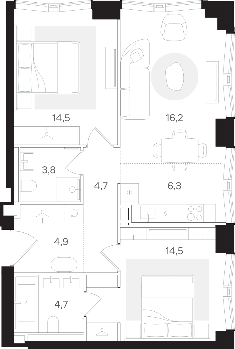 3 ккв (Евро) 69,5 м²
