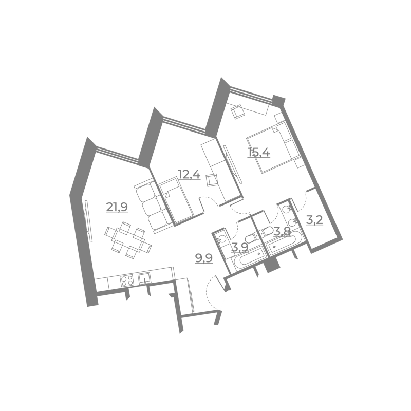 3 ккв (Евро) 70,6 м²