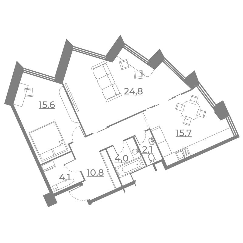 3 ккв (Евро) 77,1 м²