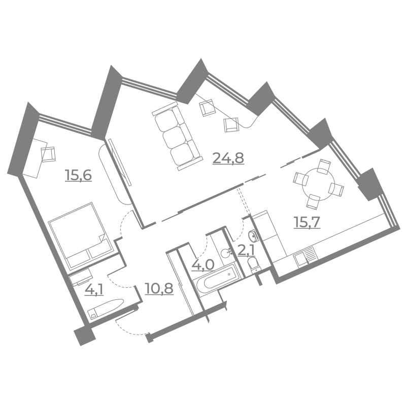 3 ккв (Евро) 77 м²