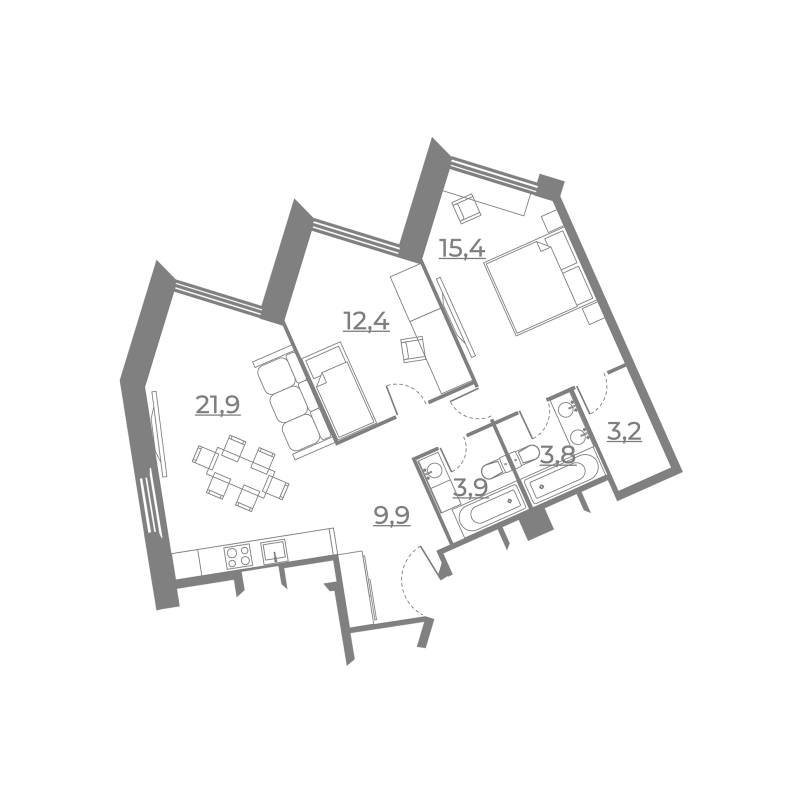 3 ккв (Евро) 70,5 м²