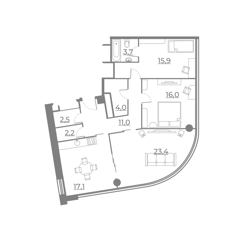 4 ккв (Евро) 95,8 м²