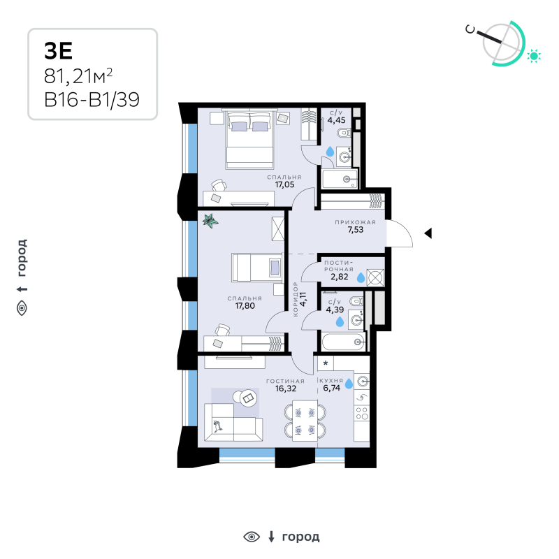 3 ккв (Евро) 81,2 м²