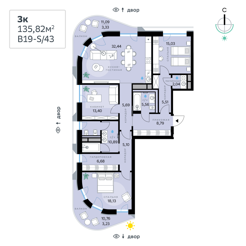 4 ккв (Евро) 135,8 м²