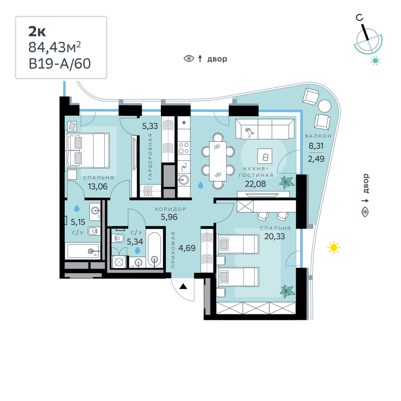 3 ккв (Евро) 84,4 м²