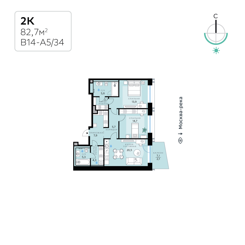 3 ккв (Евро) 82,7 м²