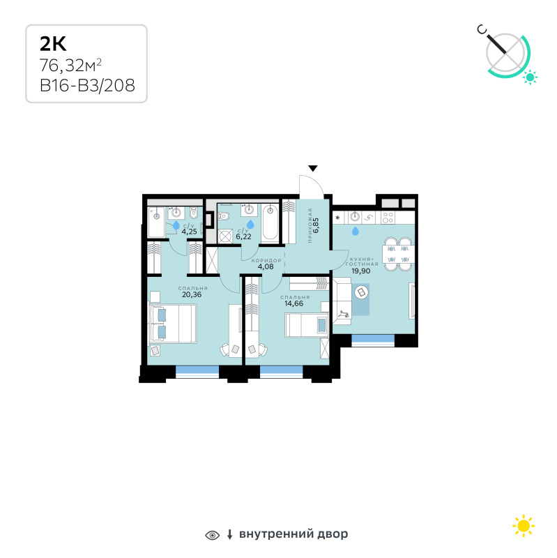 3 ккв (Евро) 76,3 м²