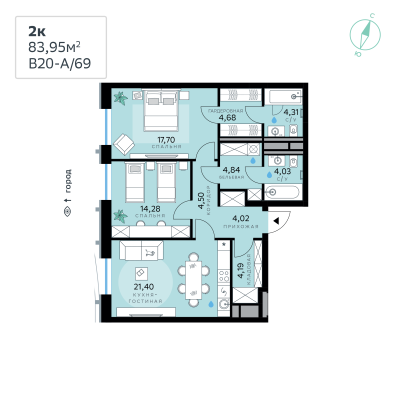 3 ккв (Евро) 84 м²