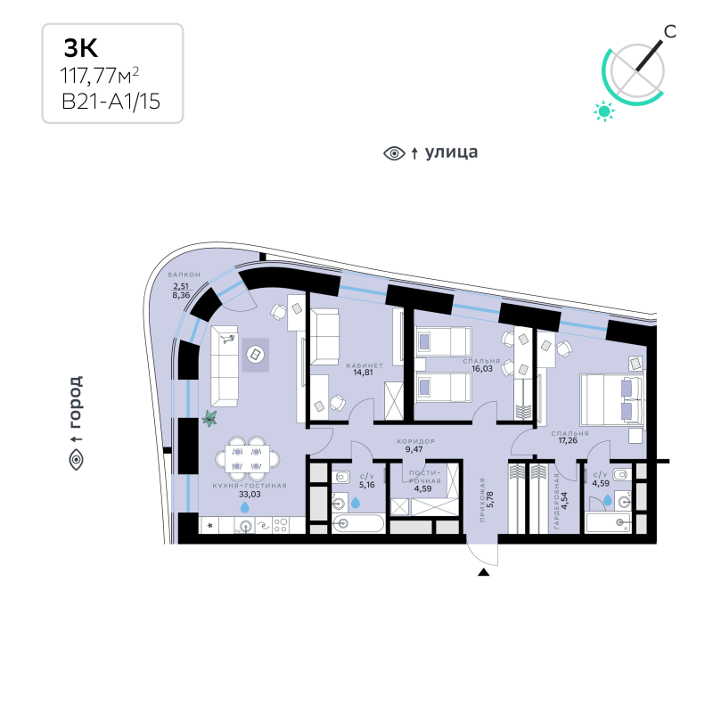 4 ккв (Евро) 117,8 м²