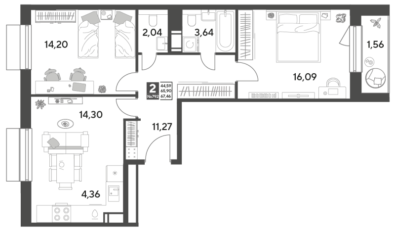 3 ккв (Евро) 67,5 м²