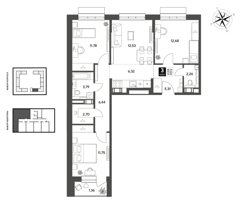 4 ккв (Евро) 76,9 м²