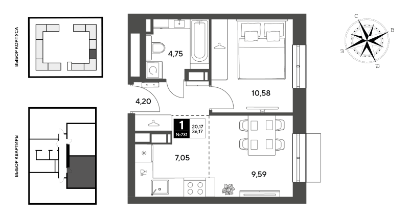2 ккв (Евро) 36,2 м²