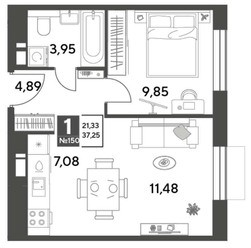 2 ккв (Евро) 37,3 м²