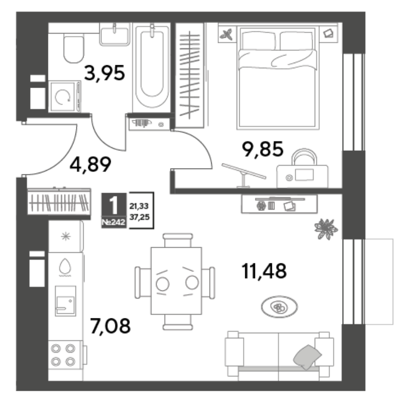 2 ккв (Евро) 37,3 м²