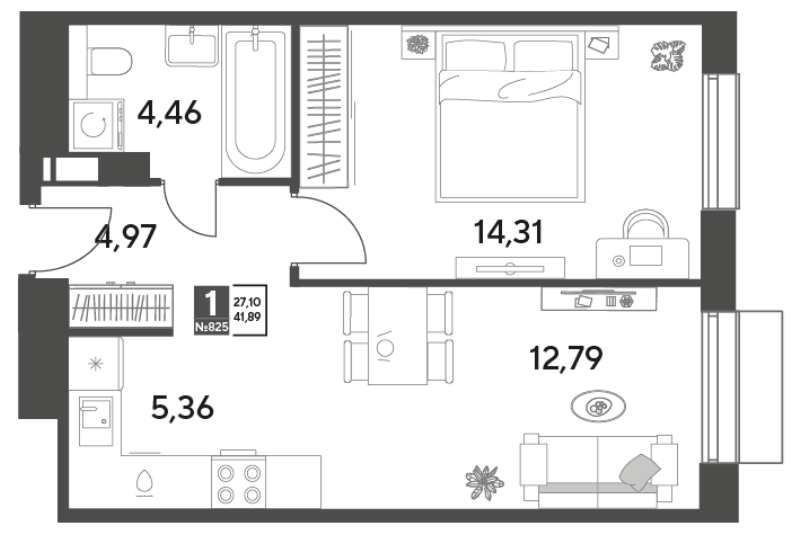 2 ккв (Евро) 41,9 м²