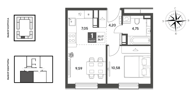 2 ккв (Евро) 36,2 м²