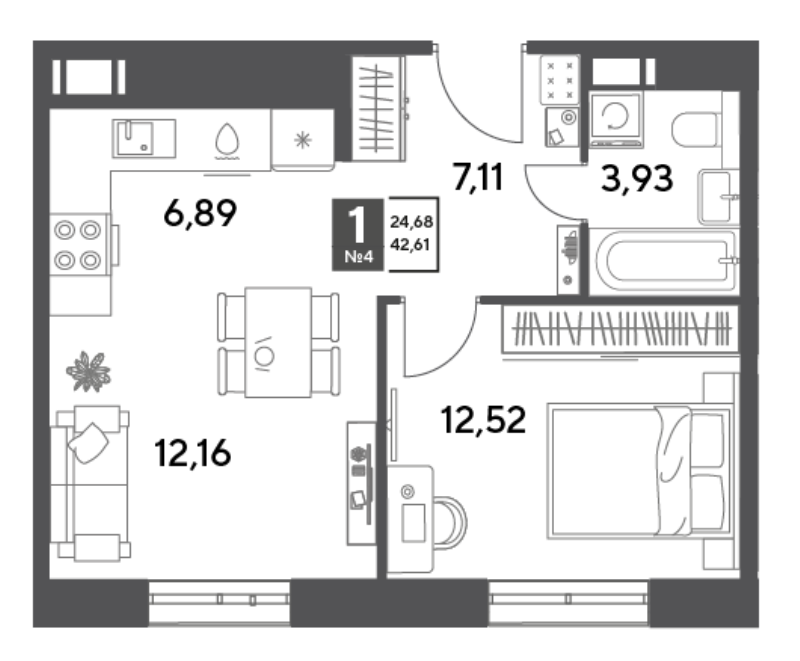 2 ккв (Евро) 42,6 м²