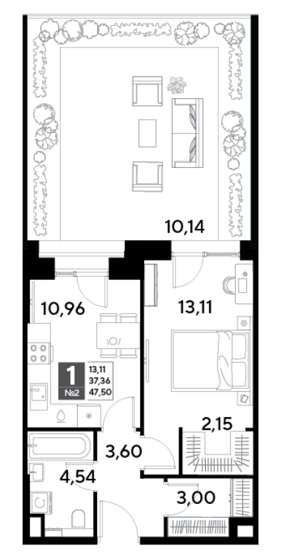 1 ккв 47,5 м²