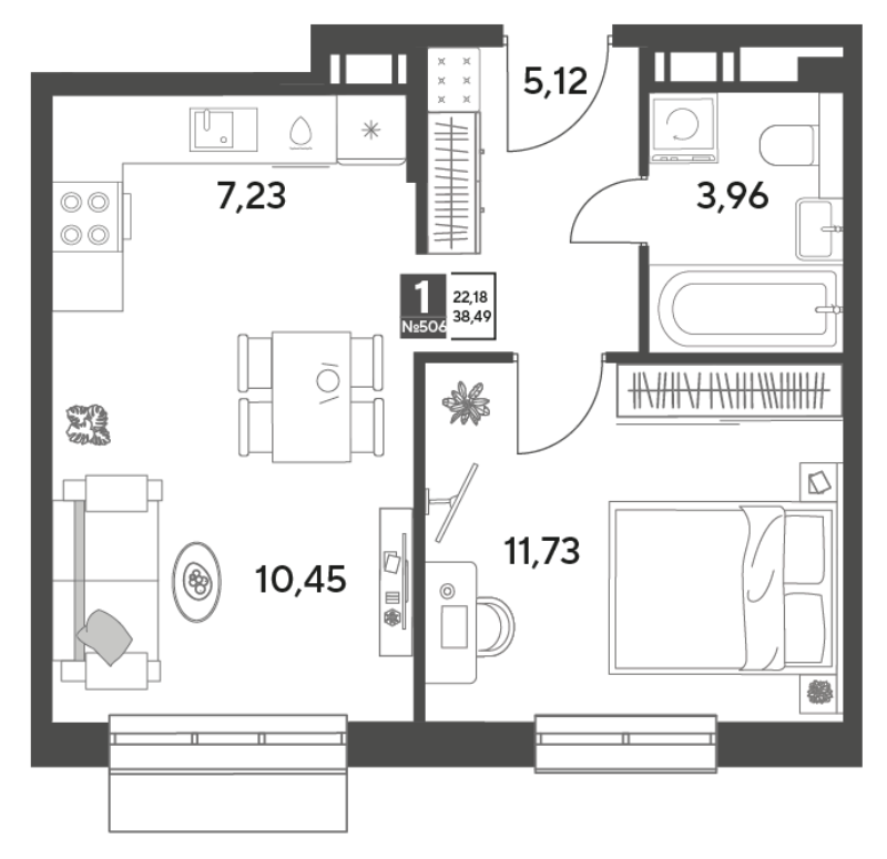 2 ккв (Евро) 38,5 м²