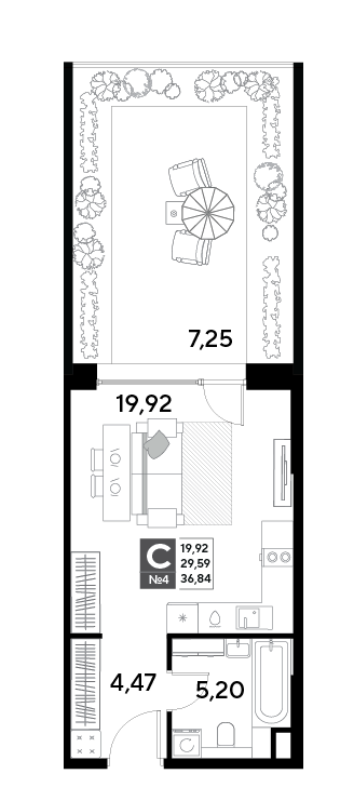 Студия 36,8 м²