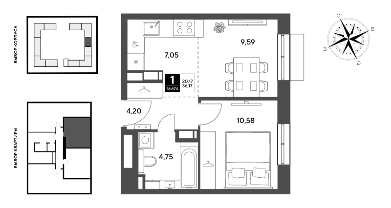 2 ккв (Евро) 36,2 м²