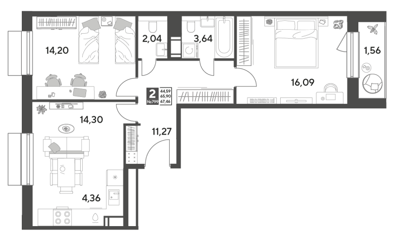 3 ккв (Евро) 67,5 м²