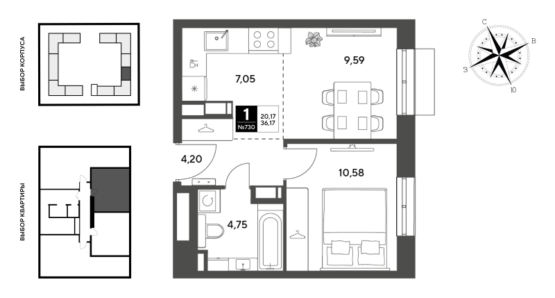 2 ккв (Евро) 36,2 м²