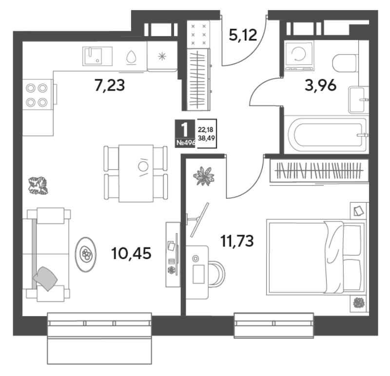 2 ккв (Евро) 38,5 м²
