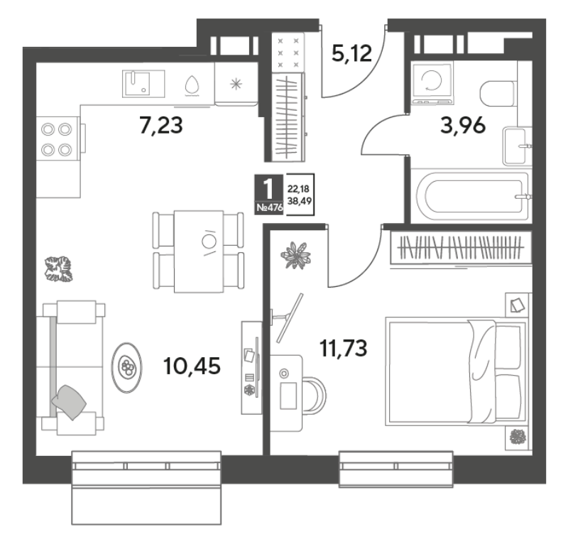 2 ккв (Евро) 38,5 м²