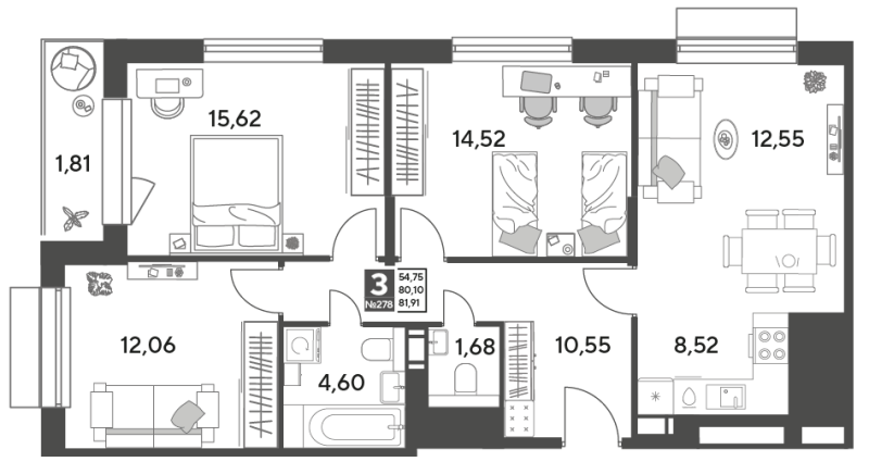 4 ккв (Евро) 81,9 м²