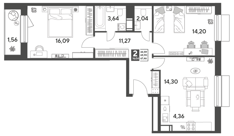 3 ккв (Евро) 67,5 м²