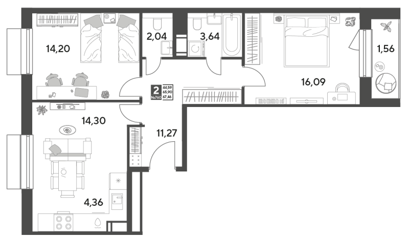 3 ккв (Евро) 67,5 м²