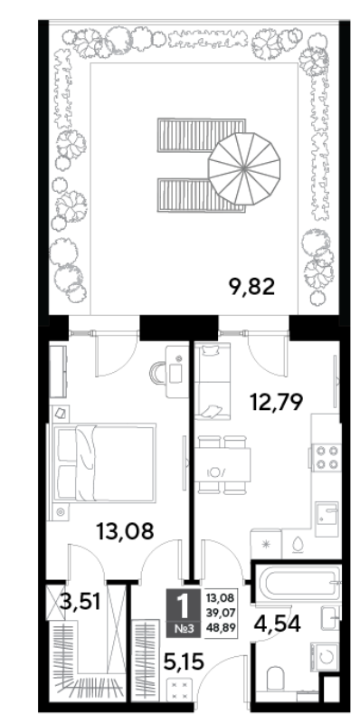 1 ккв 48,9 м²