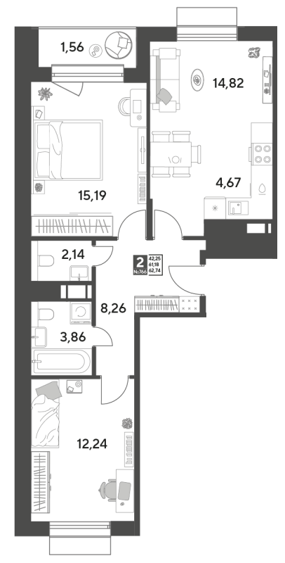 3 ккв (Евро) 62,7 м²