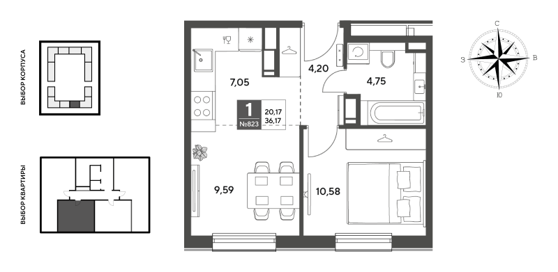 2 ккв (Евро) 36,2 м²