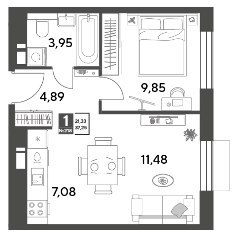 2 ккв (Евро) 37,3 м²