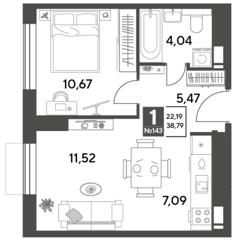 2 ккв (Евро) 38,8 м²