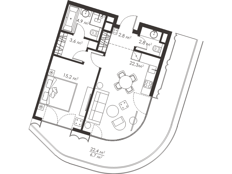 2 ккв (Евро) 58,3 м²