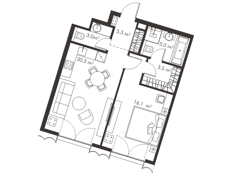 2 ккв (Евро) 51,2 м²