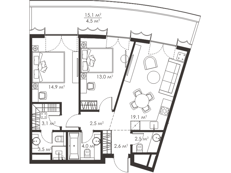 3 ккв (Евро) 69,7 м²