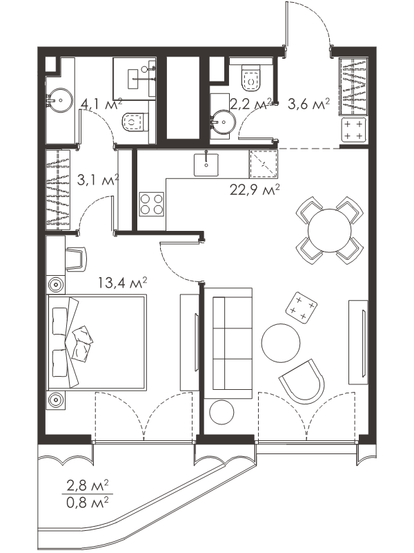 2 ккв (Евро) 50,1 м²