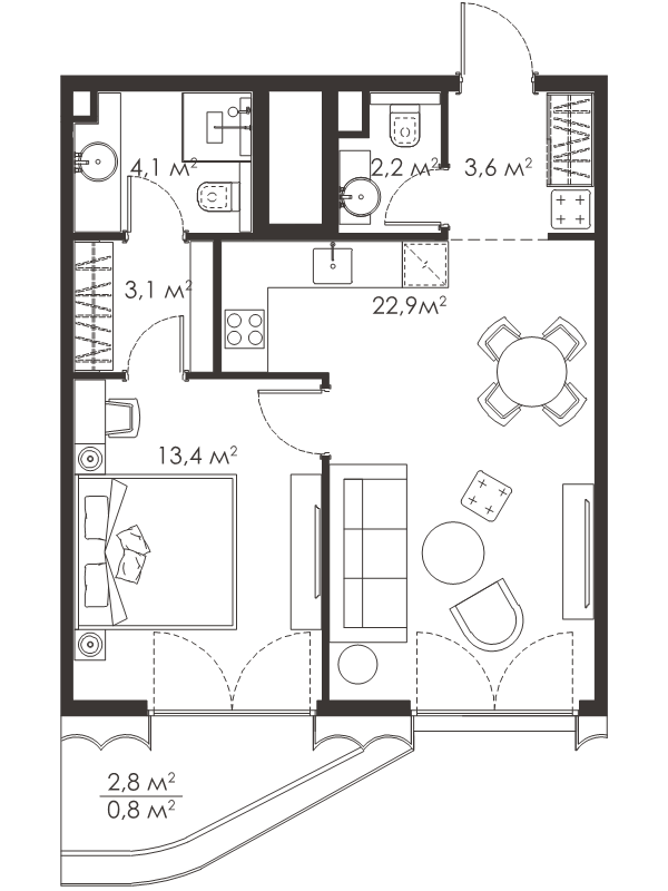 2 ккв (Евро) 50,1 м²
