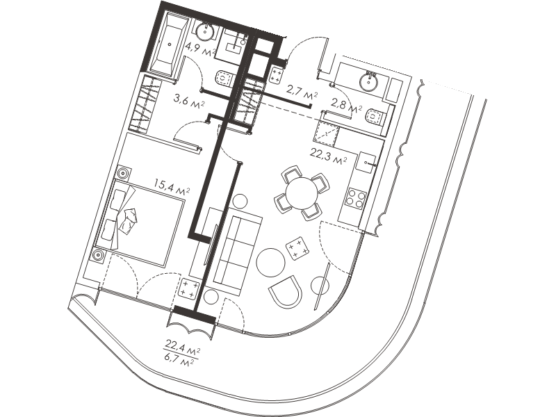 2 ккв (Евро) 58,4 м²