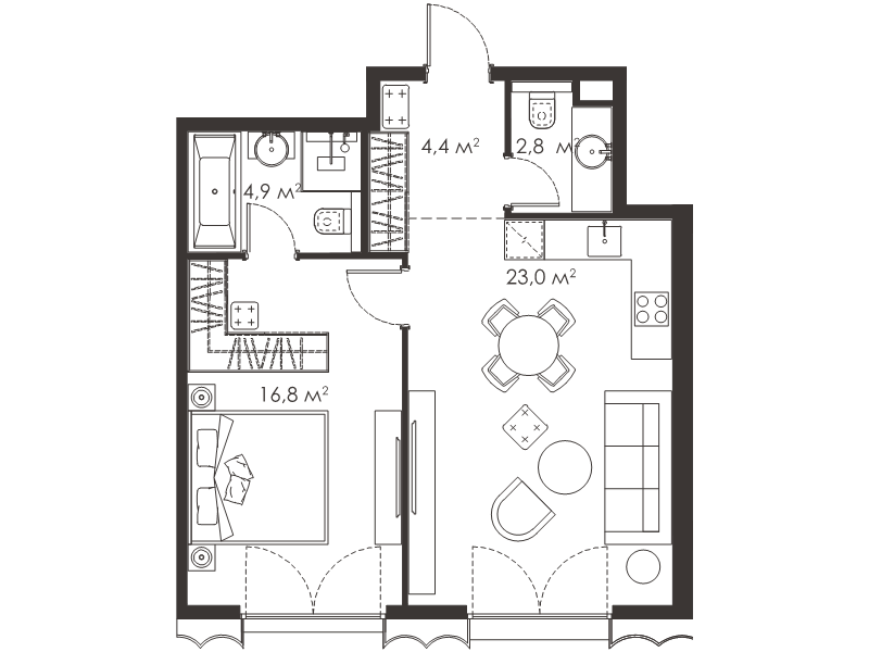 2 ккв (Евро) 51,9 м²