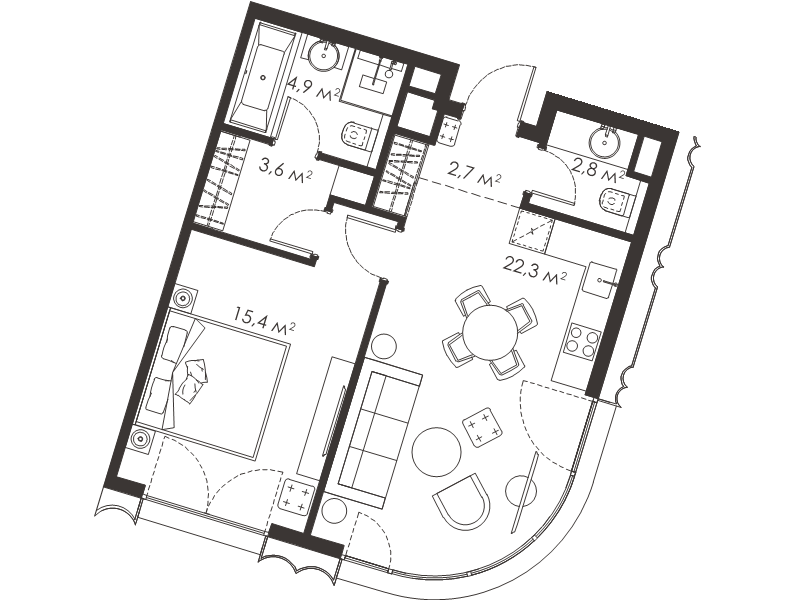 2 ккв (Евро) 51,7 м²