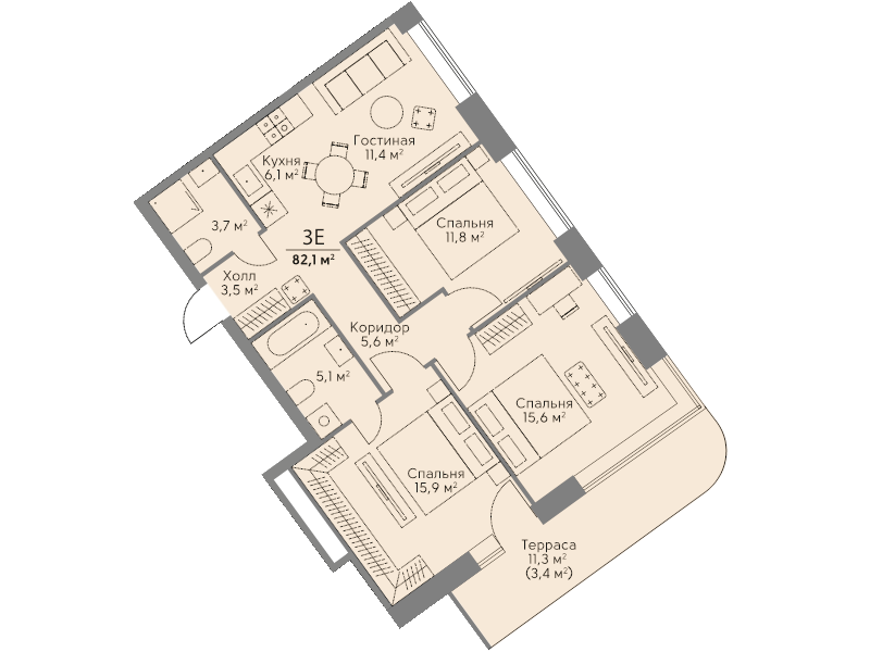4 ккв (Евро) 82,1 м²